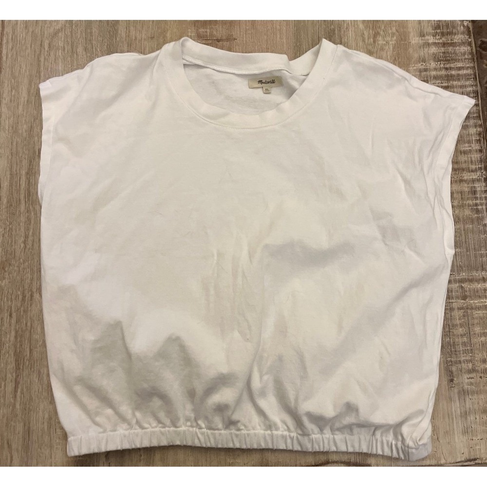 MADEWELL Cotton Bubble Top in White Sz XL